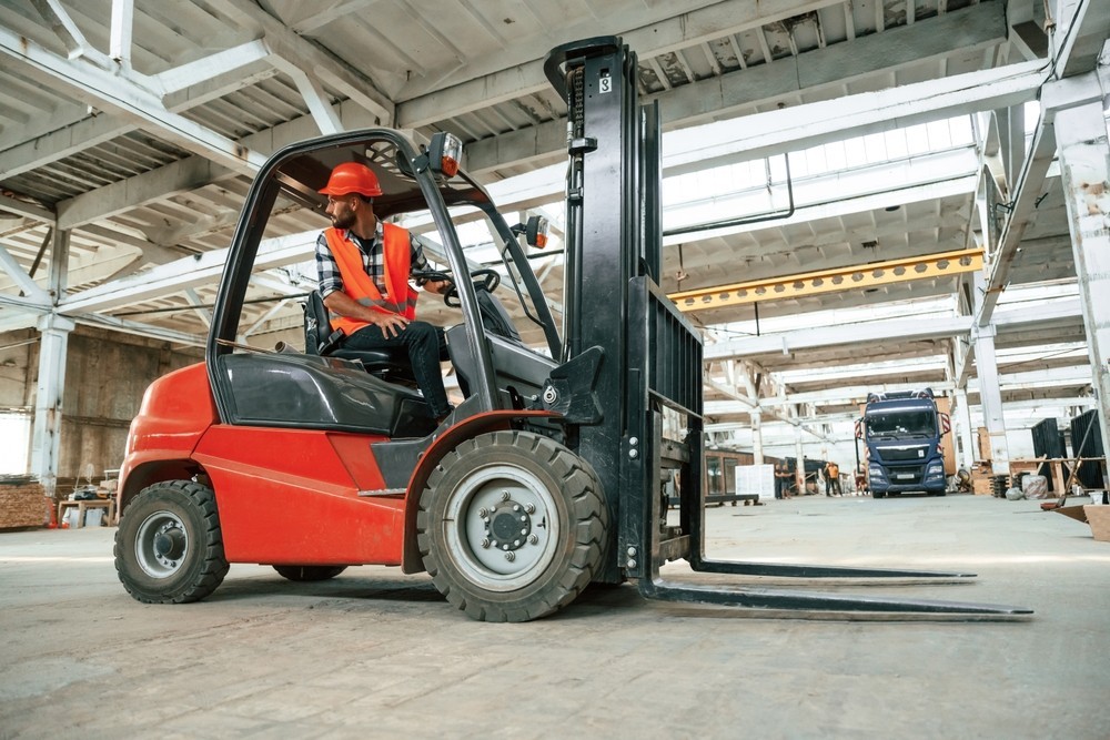 forklift in a warehouse
