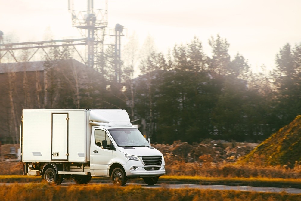 a single refrigerated van on the road
