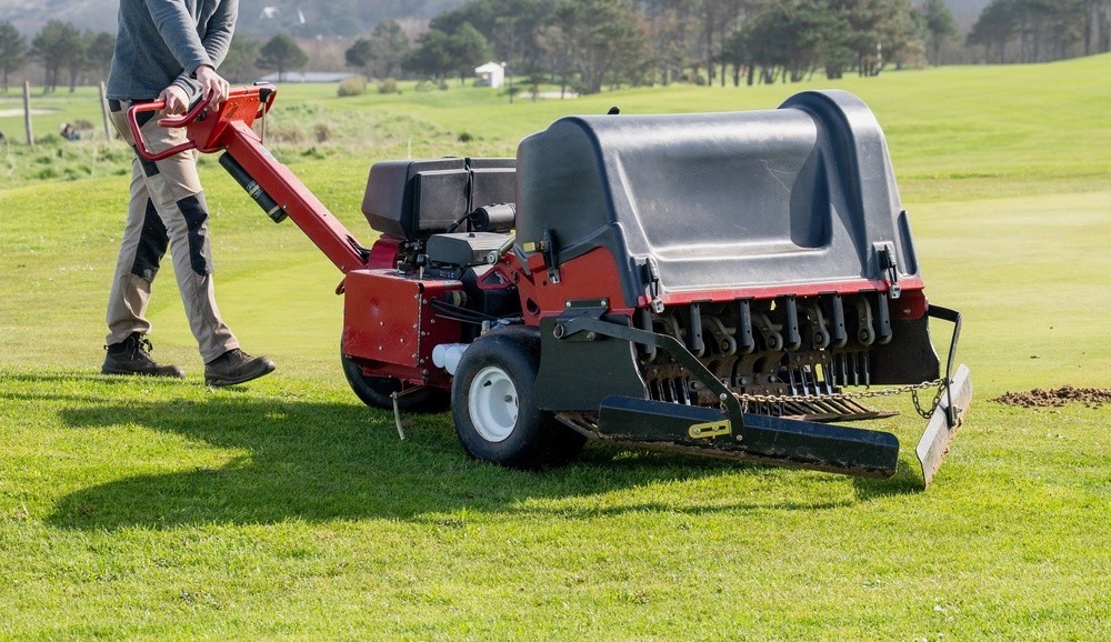 Turf aerator on a golf club