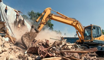 Demolition crane on a building site