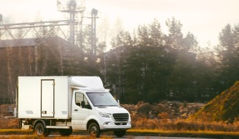a single refrigerated van on the road