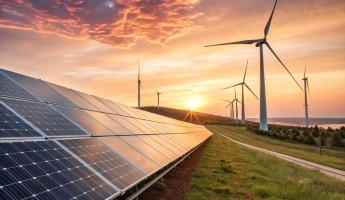 Solar panels in a field