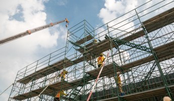 scaffolding attached to a building