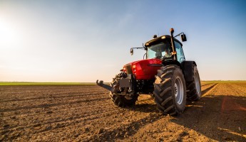 A tractor in a field