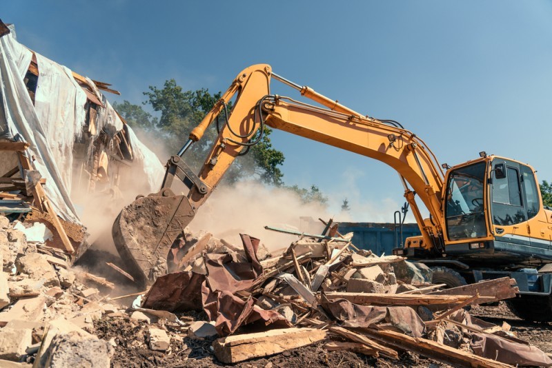Demolition crane on a building site
