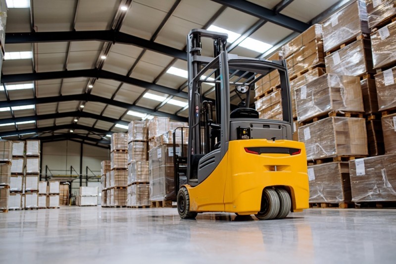 single forklift in a warehouse