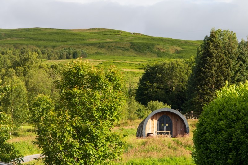 Glamping pod in a field 