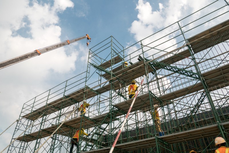 scaffolding attached to a building
