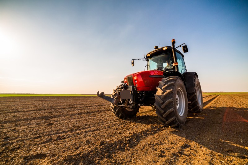 A tractor in a field