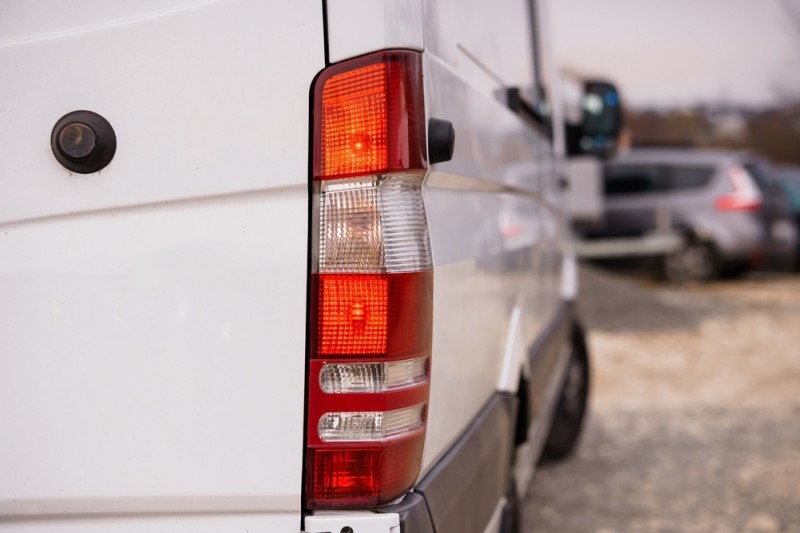 back of a white utility vehicle 